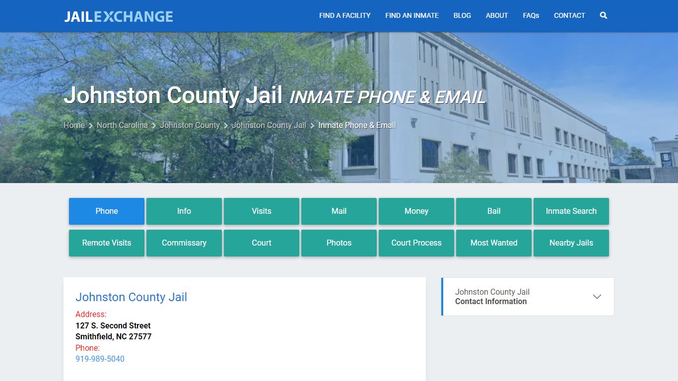 Inmate Phone - Johnston County Jail, NC - Jail Exchange